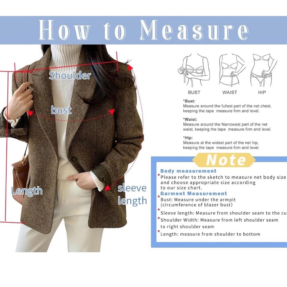 Women's Brown Herringbone Single-Button Blazer - image 7